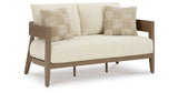 Serene Bay Dark Brown/White Outdoor Sofa and Loveseat by Ashley at Eve Furniture