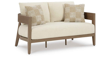 Serene Bay Dark Brown/White Outdoor Sofa and Loveseat by Ashley at Eve Furniture