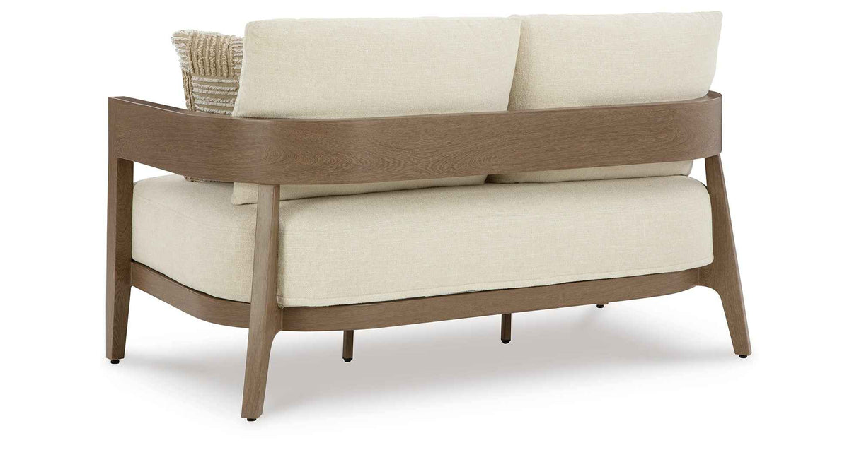 Serene Bay Dark Brown/White Outdoor Sofa and Loveseat by Ashley at Eve Furniture
