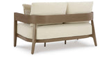Serene Bay Dark Brown/White Outdoor Sofa and Loveseat by Ashley at Eve Furniture
