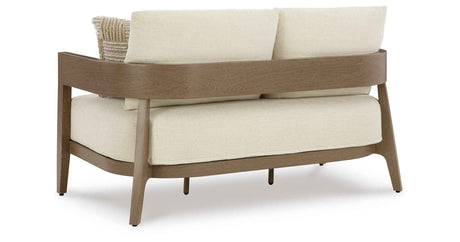 Serene Bay Dark Brown/White Outdoor Sofa and Loveseat by Ashley at Eve Furniture