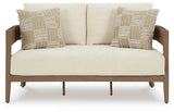 Serene Bay Dark Brown/White Outdoor Sofa and Loveseat by Ashley at Eve Furniture