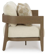 Serene Bay Dark Brown/White Outdoor Sofa and Loveseat by Ashley at Eve Furniture