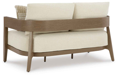 Serene Bay Dark Brown/White Outdoor Sofa and Loveseat by Ashley at Eve Furniture