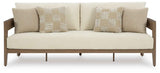 Serene Bay Dark Brown/White Outdoor Sofa and Loveseat by Ashley at Eve Furniture