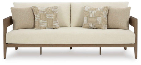 Serene Bay Dark Brown/White Outdoor Sofa and Loveseat by Ashley at Eve Furniture