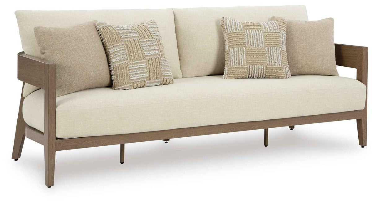 Serene Bay Dark Brown/White Outdoor Sofa and Loveseat by Ashley at Eve Furniture