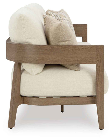 Serene Bay Dark Brown/White Outdoor Sofa and Loveseat by Ashley at Eve Furniture