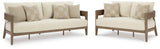 Serene Bay Dark Brown/White Outdoor Sofa and Loveseat by Ashley at Eve Furniture