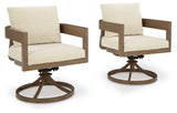 Serene Bay Dark Brown/White Outdoor Swivel Dining Chair with Cushion by Ashley at Eve Furniture