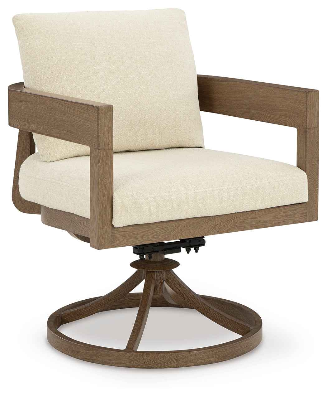Serene Bay Dark Brown/White Outdoor Swivel Dining Chair with Cushion by Ashley at Eve Furniture
