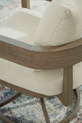 Serene Bay Dark Brown/White Outdoor Swivel Dining Chair with Cushion by Ashley at Eve Furniture
