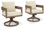 Serene Bay Dark Brown/White Outdoor Swivel Dining Chair with Cushion by Ashley at Eve Furniture