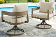 Serene Bay Dark Brown/White Outdoor Swivel Dining Chair with Cushion by Ashley at Eve Furniture