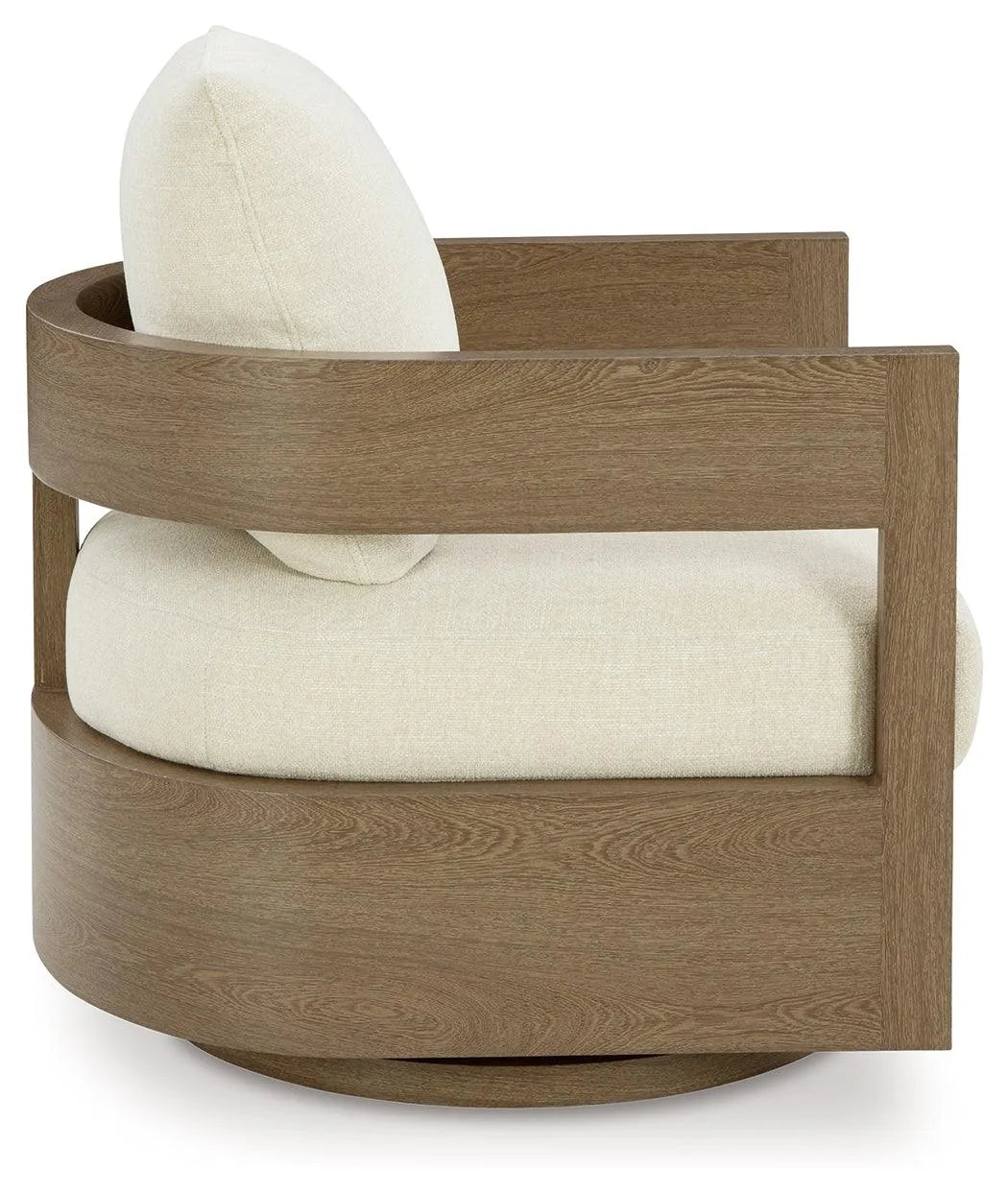 Serene Bay Dark Brown/White Outdoor Swivel Glider Chair with Cushion by Ashley at Eve Furniture