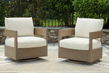 Serene Bay Dark Brown/White Outdoor Swivel Glider Chair with Cushion by Ashley at Eve Furniture