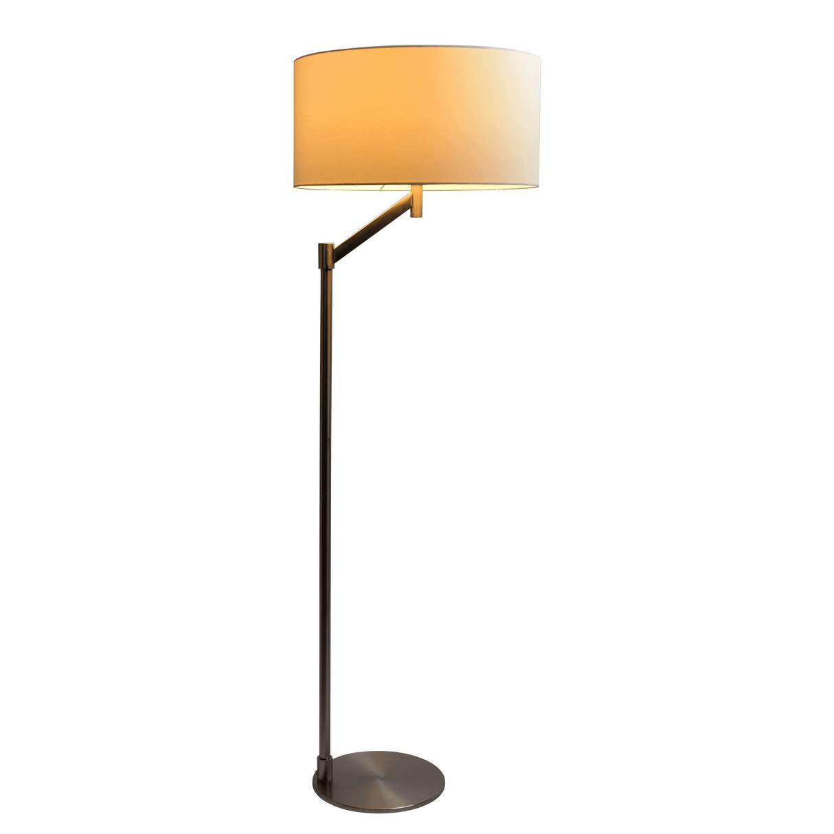 Serene Brushed Nickel Floor Lamp with Rotary Switch Metal Base White Linen Shade by Ashcroft Furniture at Eve Furniture