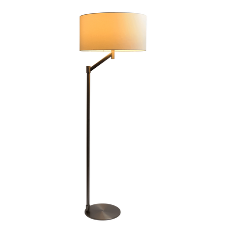 Serene Brushed Nickel Floor Lamp with Rotary Switch Metal Base White Linen Shade by Ashcroft Furniture at Eve Furniture