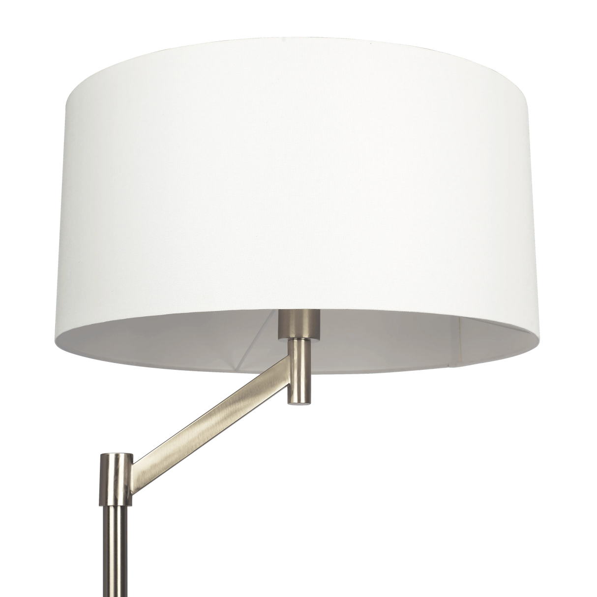 Serene Brushed Nickel Floor Lamp with Rotary Switch Metal Base White Linen Shade by Ashcroft Furniture at Eve Furniture