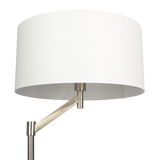 Serene Brushed Nickel Floor Lamp with Rotary Switch Metal Base White Linen Shade by Ashcroft Furniture at Eve Furniture
