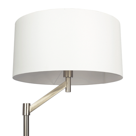 Serene Brushed Nickel Floor Lamp with Rotary Switch Metal Base White Linen Shade by Ashcroft Furniture at Eve Furniture