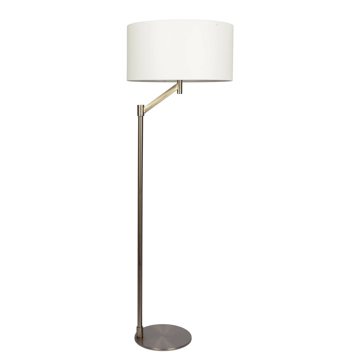 Serene Brushed Nickel Floor Lamp with Rotary Switch Metal Base White Linen Shade by Ashcroft Furniture at Eve Furniture