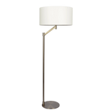 Serene Brushed Nickel Floor Lamp with Rotary Switch Metal Base White Linen Shade by Ashcroft Furniture at Eve Furniture
