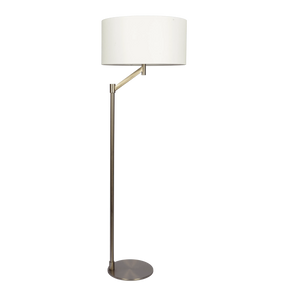 Serene Brushed Nickel Floor Lamp with Rotary Switch Metal Base White Linen Shade by Ashcroft Furniture at Eve Furniture
