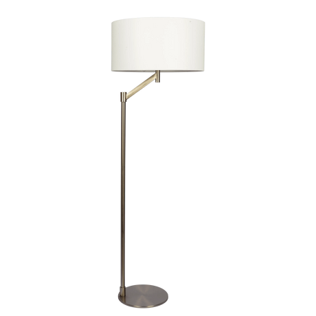 Serene Brushed Nickel Floor Lamp with Rotary Switch Metal Base White Linen Shade by Ashcroft Furniture at Eve Furniture
