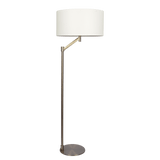 Serene Brushed Nickel Floor Lamp with Rotary Switch Metal Base White Linen Shade