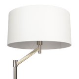 Serene Brushed Nickel Floor Lamp with Rotary Switch Metal Base White Linen Shade