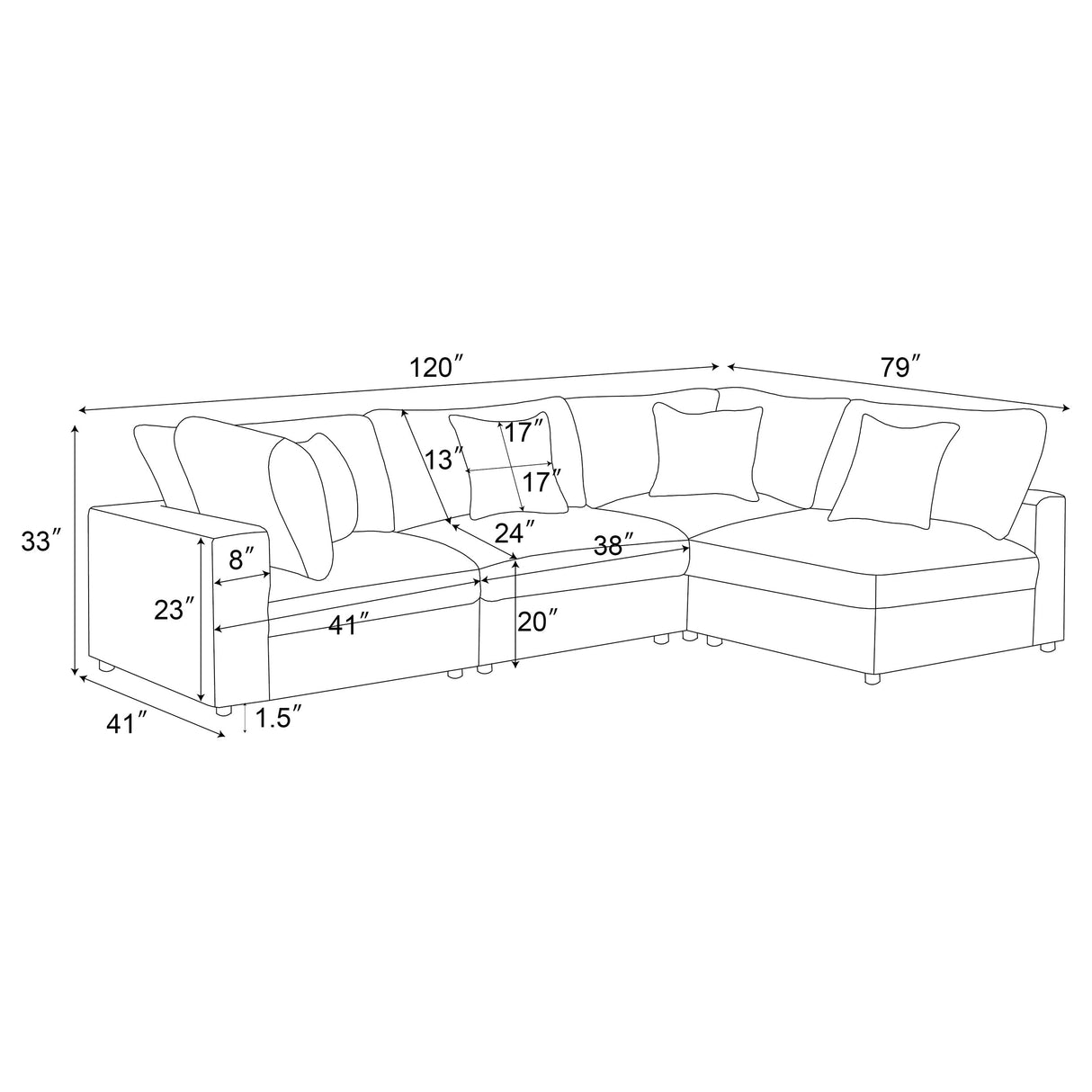 Serene Charcoal 4-Piece Upholstered Modular Sectional Sofa by Coaster at Eve Furniture