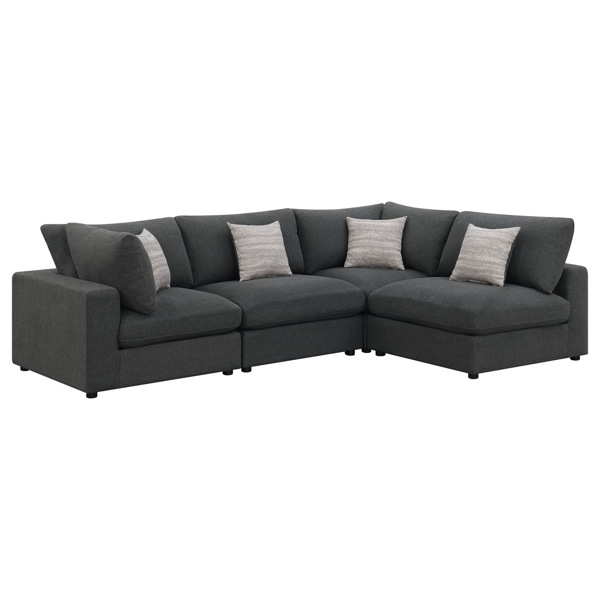 Serene Charcoal 4-Piece Upholstered Modular Sectional Sofa by Coaster at Eve Furniture