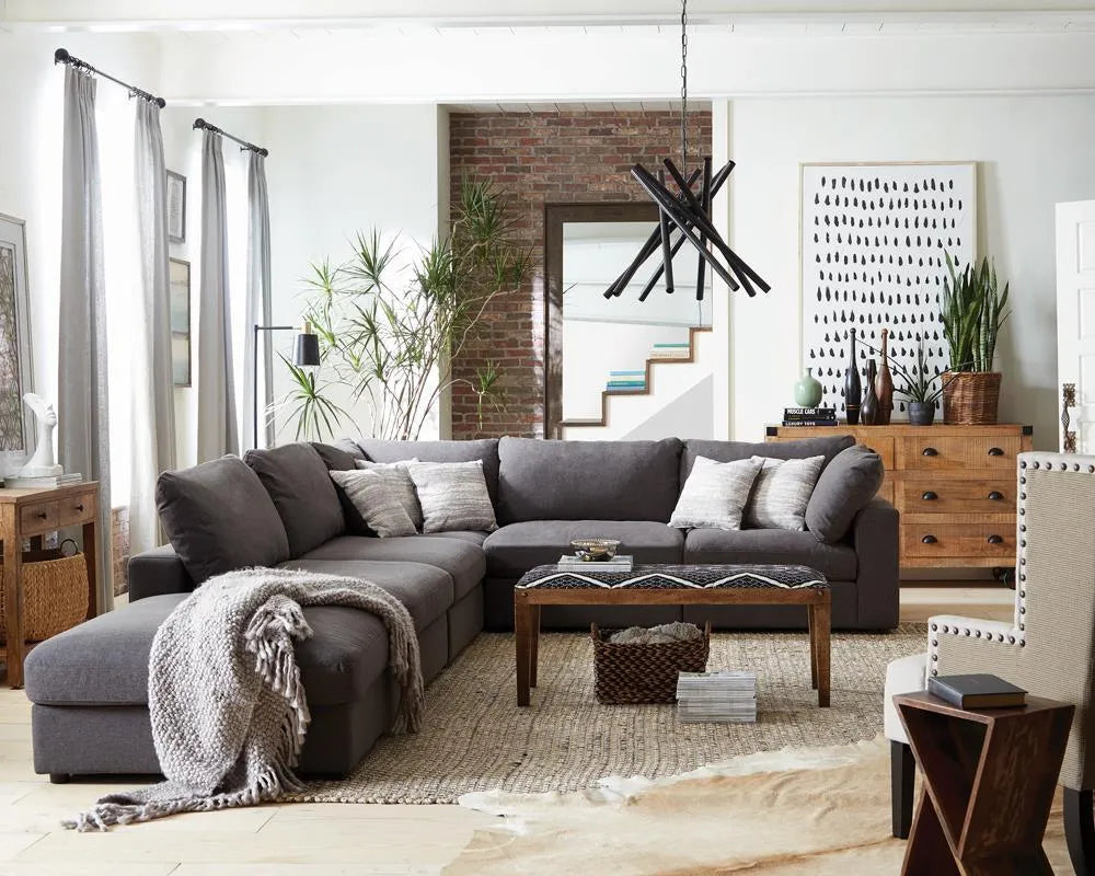 Serene Charcoal Upholstered Rectangular Ottoman by Coaster at Eve Furniture