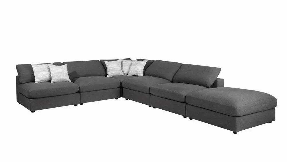 Serene Charcoal Upholstered Rectangular Ottoman by Coaster at Eve Furniture