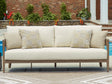Serene Bay Dark Brown/White Outdoor Sofa with Cushion by Ashley at Eve Furniture