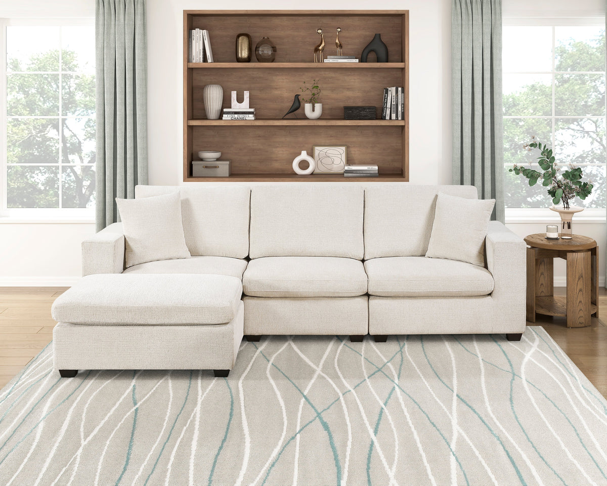 Serenity Beige 4-Piece Modular Sectional with Ottoman by Homelegance at Eve Furniture