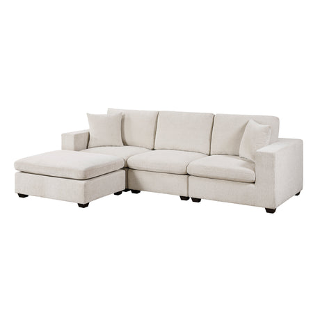 Serenity Beige 4-Piece Modular Sectional with Ottoman by Homelegance at Eve Furniture