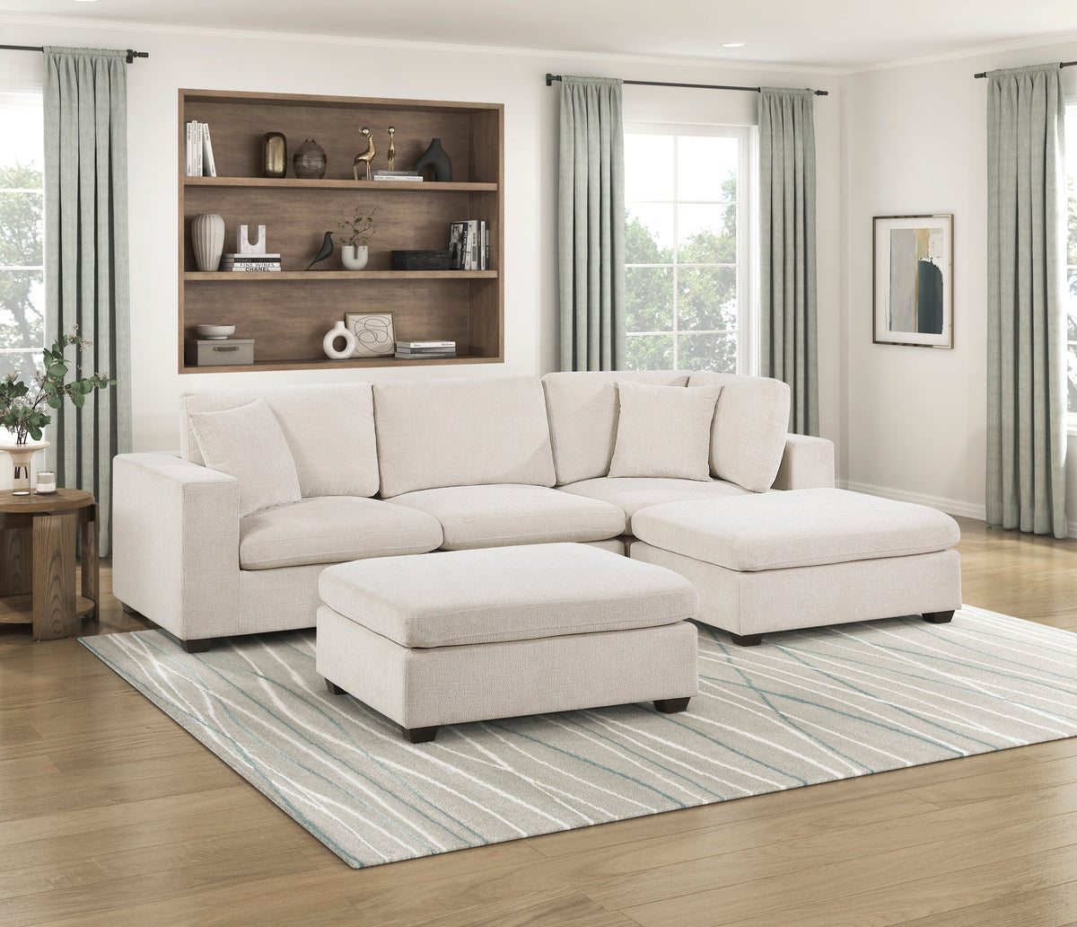 Serenity Beige 5-Piece Modular Sectional with Two Ottomans by Homelegance at Eve Furniture