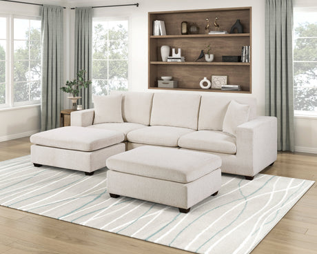 Serenity Beige 5-Piece Modular Sectional with Two Ottomans by Homelegance at Eve Furniture