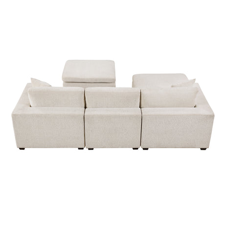 Serenity Beige 5-Piece Modular Sectional with Two Ottomans by Homelegance at Eve Furniture