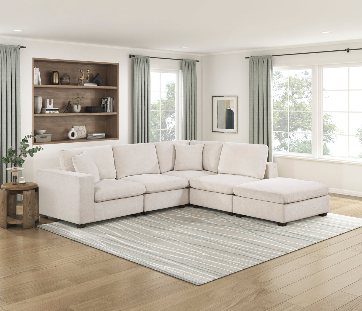 Serenity Beige Ottoman by Homelegance at Eve Furniture