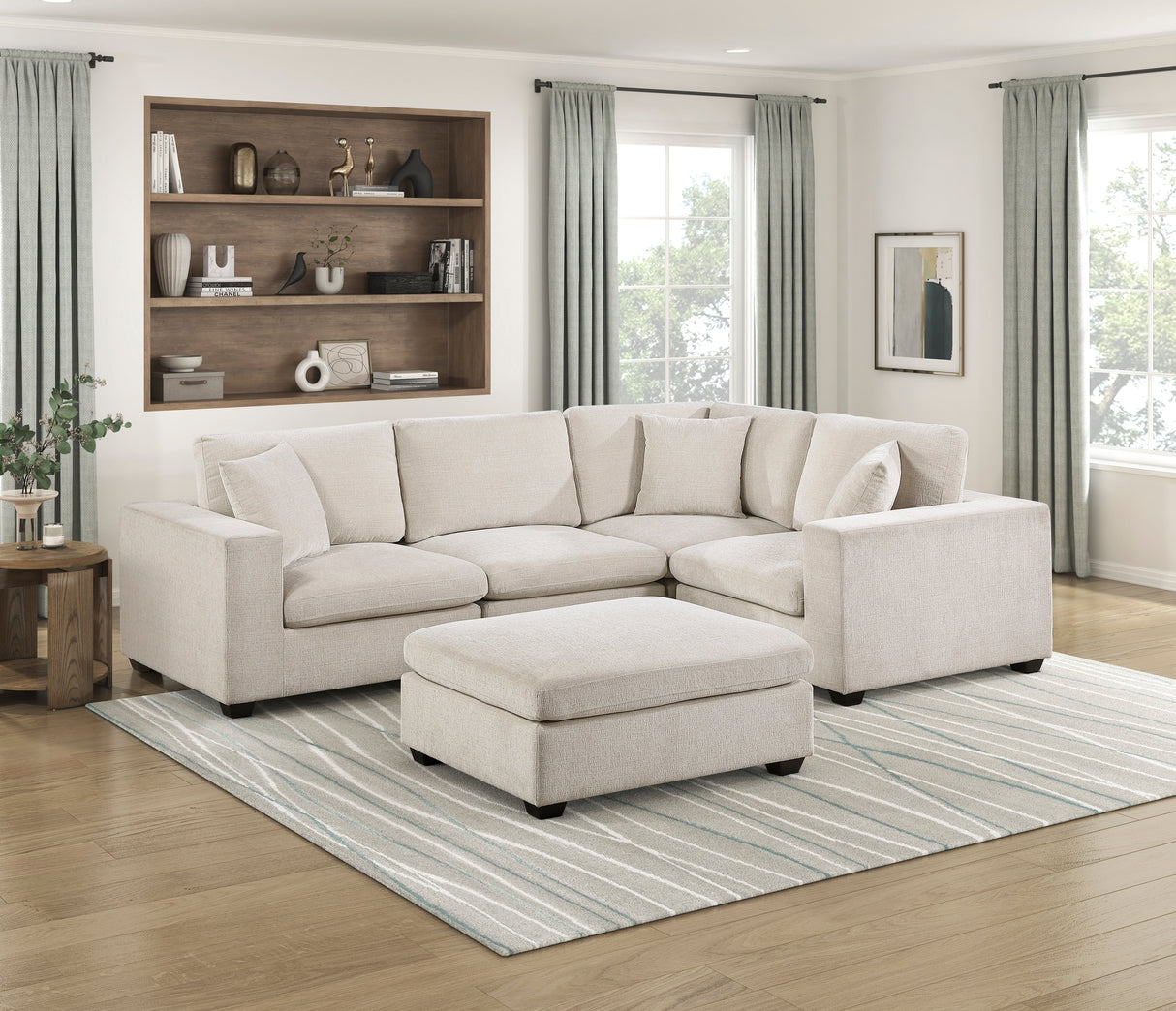 Serenity Beige Ottoman by Homelegance at Eve Furniture