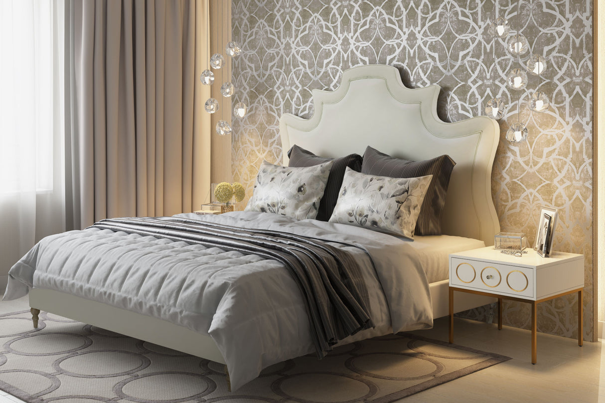 Serenity Cream Performance Velvet Bed by TOV Furniture at Eve Furniture