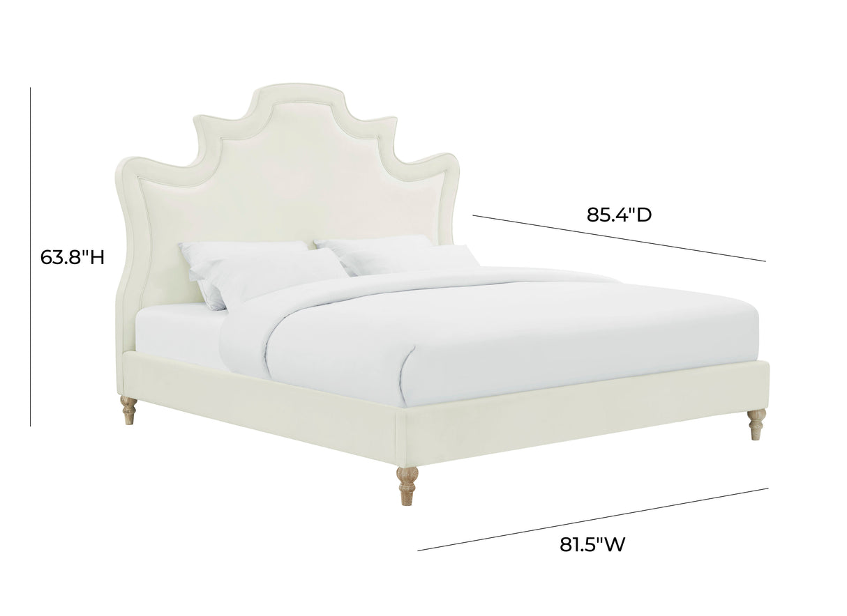 Serenity Cream Performance Velvet Bed by TOV Furniture at Eve Furniture
