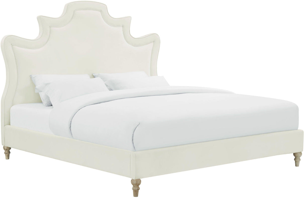Serenity Cream Performance Velvet Bed by TOV Furniture at Eve Furniture