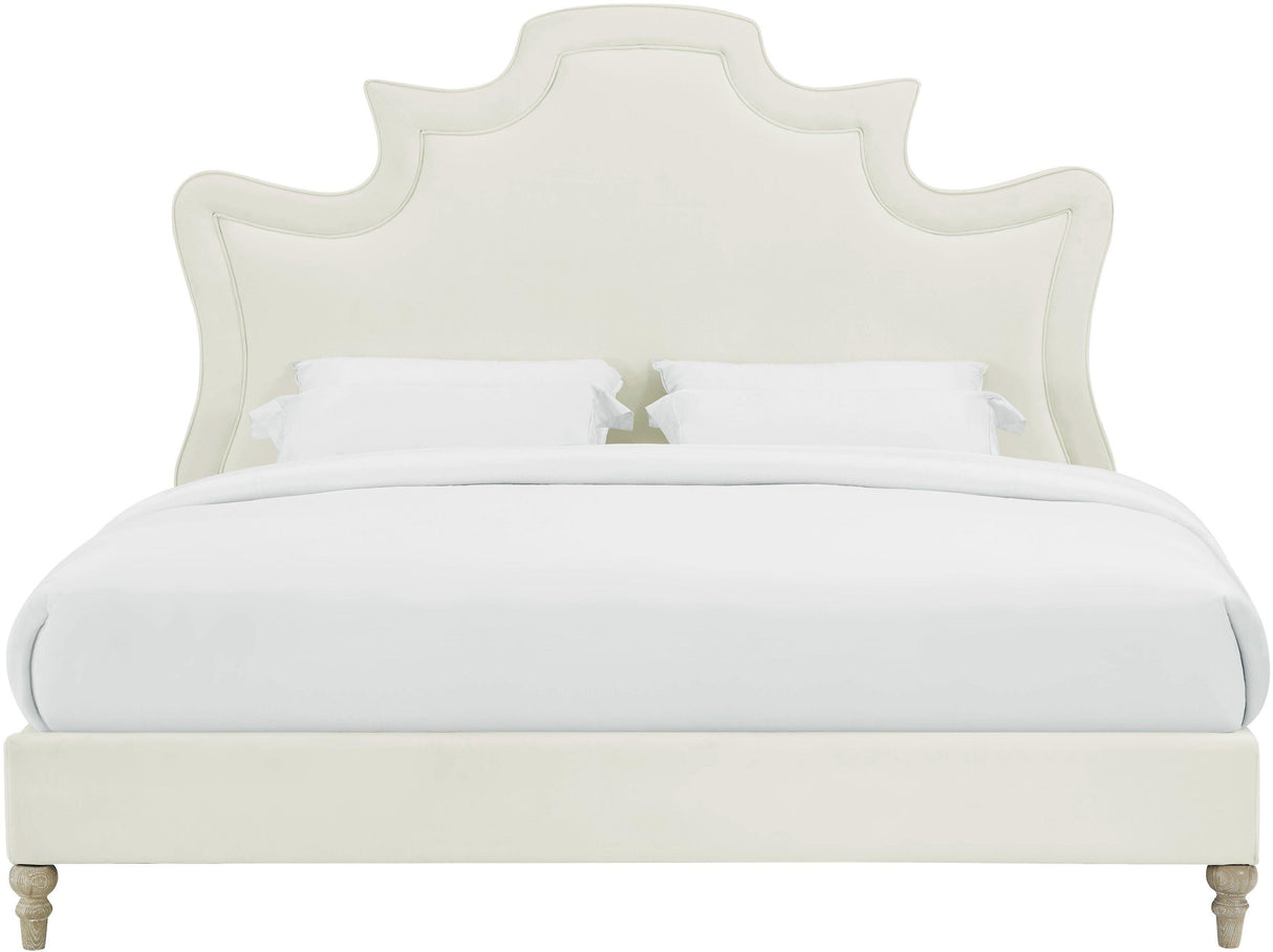 Serenity Cream Performance Velvet Bed by TOV Furniture at Eve Furniture