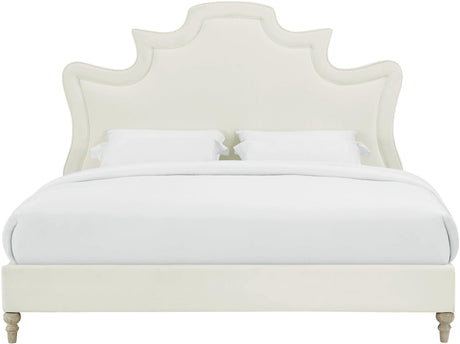 Serenity Cream Performance Velvet Bed by TOV Furniture at Eve Furniture