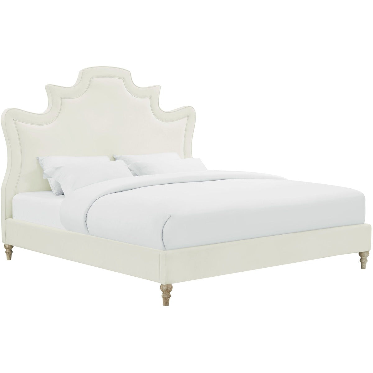Serenity Cream Performance Velvet Bed by TOV Furniture at Eve Furniture