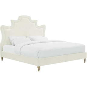 Serenity Cream Performance Velvet Bed by TOV Furniture at Eve Furniture